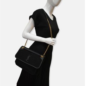 Yves Saint Laurent Black Crossbody Bag with Gold Chain
